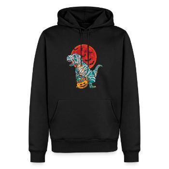 Dinosaur Mummy Pumpkin Lazy Creepy Halloween - Sweat à capuche Premium bio Homme - noir - Devant - Nico (187cm)