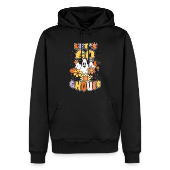 Retro Vintage Geister Hippie Gruseliges Halloween - Männer Premium Bio Hoodie - Schwarz - Vorne - Nico (187cm)