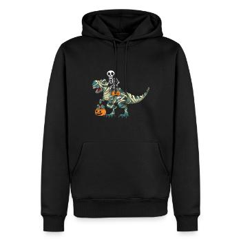 Squelette Dinosaure Citrouille Cool Creepy Halloween - Sweat à capuche Premium bio Homme - noir - Devant - Nico (187cm)