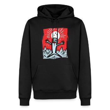 Japanische Rote Sonne glückliches Strichmännchen - Männer Premium Bio Hoodie - Schwarz - Vorne - Nico (187cm)