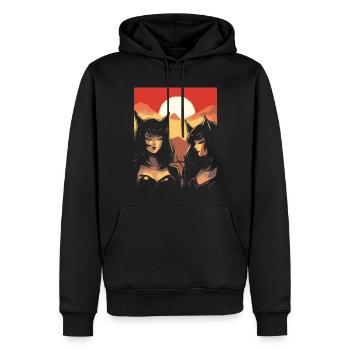 Japon, Soleil Rouge, Chats, Oreilles, Filles - Sweat à capuche Premium bio Homme - noir - Devant - Nico (187cm)