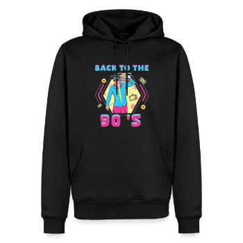 90er Jahre Musik Karneval 90 Retro Party Jahr 1990 - Männer Premium Bio Hoodie - Schwarz - Vorne - Nico (187cm)