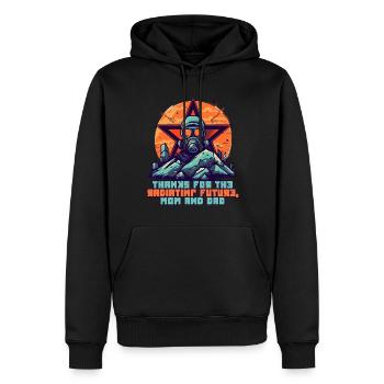 Thank you for the bright future, mom and dad - Men’s Premium Organic Hoodie - black - Front - Nico (187cm)