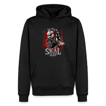Skal to the brave Wikinger Kultur - Männer Premium Bio Hoodie - Schwarz - Vorne - Nico (187cm)