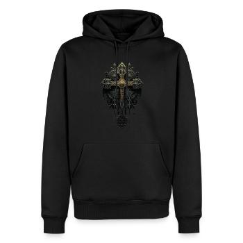 Croix gothiques design victorien - Sweat à capuche Premium bio Homme - noir - Devant - Nico (187cm)