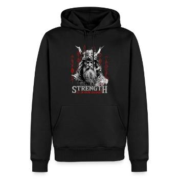 Strength is in our blood Wikinger Kultur - Männer Premium Bio Hoodie - Schwarz - Vorne - Nico (187cm)