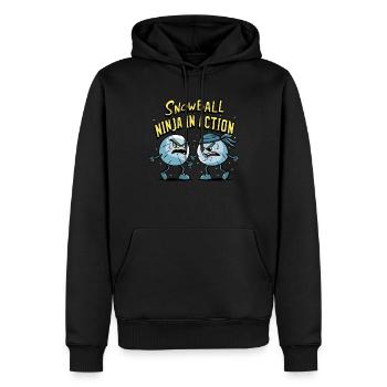 Schneeballschlacht - Snowball Ninja in Action - Männer Premium Bio Hoodie - Schwarz - Vorne - Nico (187cm)
