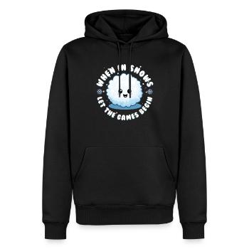 Schneeballschlacht - When it snows let the games - Männer Premium Bio Hoodie - Schwarz - Vorne - Nico (187cm)