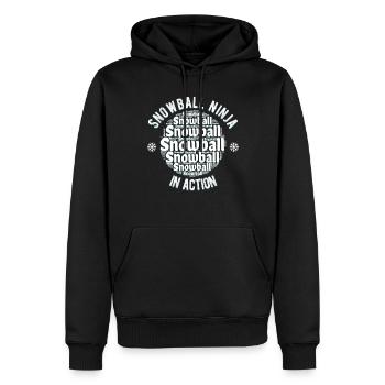 Schneeballschlacht - Snowball Ninja in Action - Männer Premium Bio Hoodie - Schwarz - Vorne - Nico (187cm)