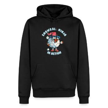 Schneeballschlacht - Snowball Ninja in Action - Männer Premium Bio Hoodie - Schwarz - Vorne - Nico (187cm)