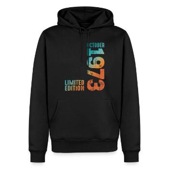 Retro Since October 1973 Retro Vintage 1973 - Männer Premium Bio Hoodie - Schwarz - Vorne - Nico (187cm)