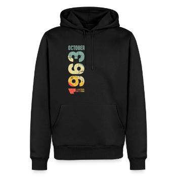 Rétro Octobre 1963 Année 1963 Rétro Vintage 1963 - Sweat à capuche Premium bio Homme - noir - Devant - Nico (187cm)