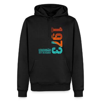 Since December 1973 Year 1973 Retro Vintage 1973 - Männer Premium Bio Hoodie - Schwarz - Vorne - Nico (187cm)