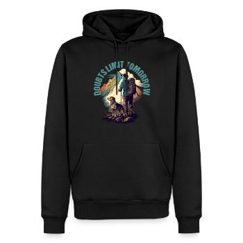 Wanderer mit Hund Design für Bergsteiger - Männer Premium Bio Hoodie - Schwarz - Vorne - Nico (187cm)