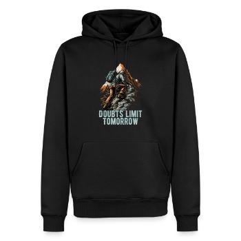 Conception de randonneurs pour les alpinistes et les grimpeurs - Sweat à capuche Premium bio Homme - noir - Devant - Nico (187cm)