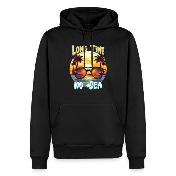 Sommer Urlaub am Meer Long Time No Sea - Männer Premium Bio Hoodie - Schwarz - Vorne - Nico (187cm)
