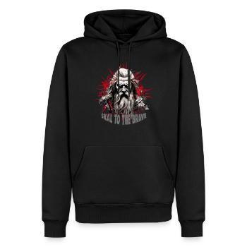 Skal to the brave Wikinger Kultur - Männer Premium Bio Hoodie - Schwarz - Vorne - Nico (187cm)