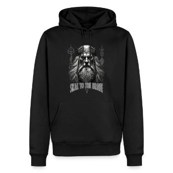 Skal to the brave Wikinger Kultur - Männer Premium Bio Hoodie - Schwarz - Vorne - Nico (187cm)