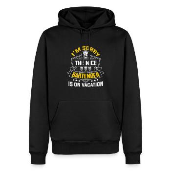 Barman Serveur Barman Cocktail Bar Barmaid - Sweat à capuche Premium bio Homme - noir - Devant - Nico (187cm)
