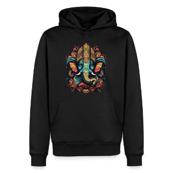 Elefant Gott Ganesh Ganesha Buddhismus Hinduismus - Männer Premium Bio Hoodie - Schwarz - Vorne - Nico (187cm)