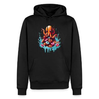 Le beignet de poulpe - Sweat à capuche Premium bio Homme - noir - Devant - Nico (187cm)
