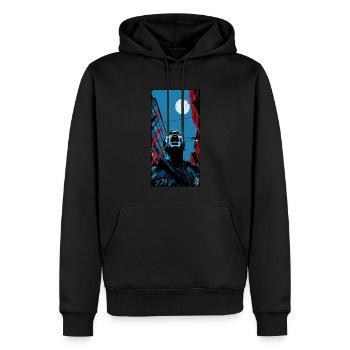 Ein junger Mann schreit im Horror der dunklen Stad - Männer Premium Bio Hoodie - Schwarz - Vorne - Nico (187cm)