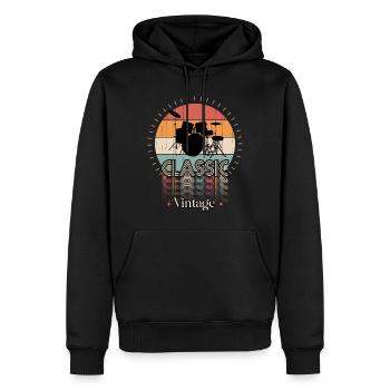 Vintage-Klassiker DRUMS - Männer Premium Bio Hoodie - Schwarz - Vorne - Nico (187cm)