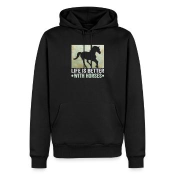 Equitation et design équestre pour les amoureux des chevaux - Sweat à capuche Premium bio Homme - noir - Devant - Nico (187cm)