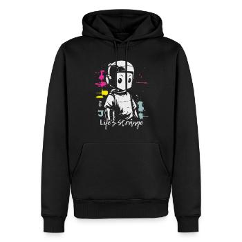 Das Leben ist komisch, niedlicher Cyborg Roboter - Männer Premium Bio Hoodie - Schwarz - Vorne - Nico (187cm)