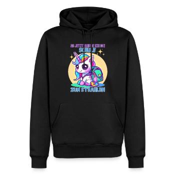 Schulkind Mädchen Einhorn Zur Einschulung - Männer Premium Bio Hoodie - Schwarz - Vorne - Nico (187cm)