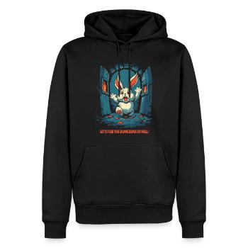 Échappons aux donjons infernaux, lapin - Sweat à capuche Premium bio Homme - noir - Devant - Nico (187cm)