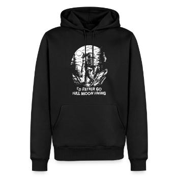 Le loup-garou part en randonnée à la pleine lune - Sweat à capuche Premium bio Homme - noir - Devant - Nico (187cm)