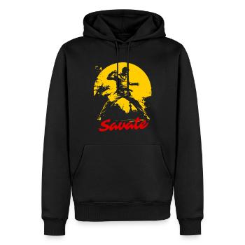 Arts Martiaux France : Savate Fighter - Sweat à capuche Premium bio Homme - noir - Devant - Nico (187cm)