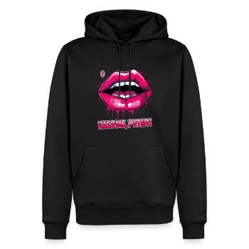 Embrasse-moi, Peter, sur mes lèvres gonflées - Sweat à capuche Premium bio Homme - noir - Devant - Nico (187cm)