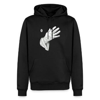 Touche-moi, gant blanc - Sweat à capuche Premium bio Homme - noir - Devant - Nico (187cm)