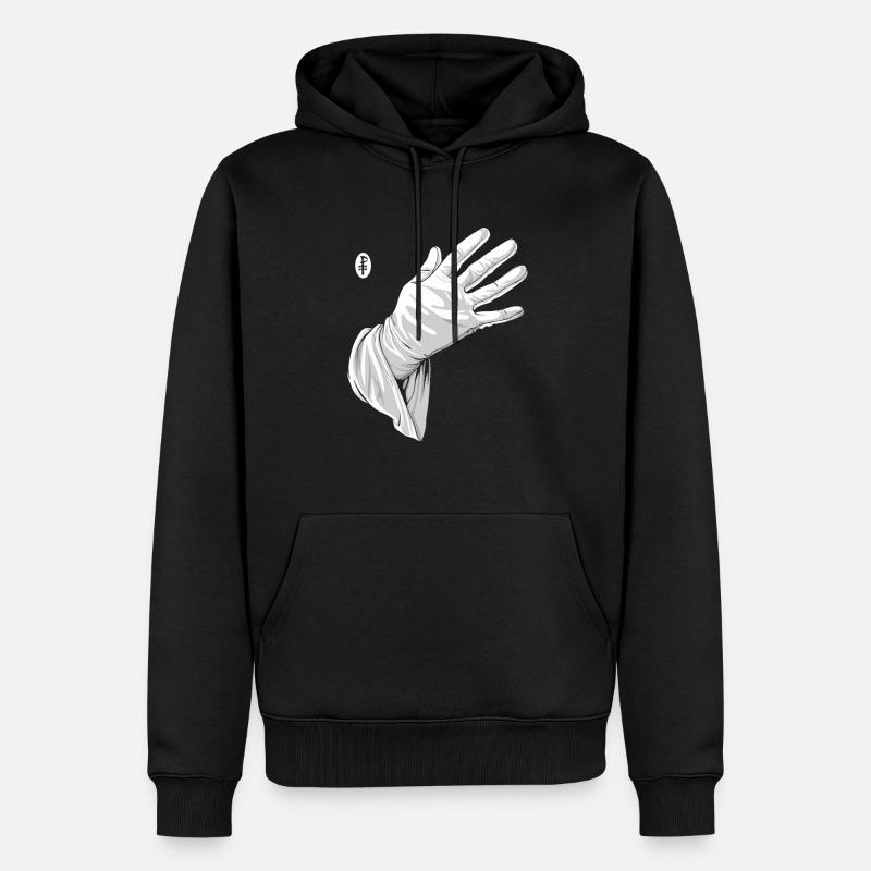 Touche-moi, gant blanc - Sweat à capuche Premium bio Homme - noir