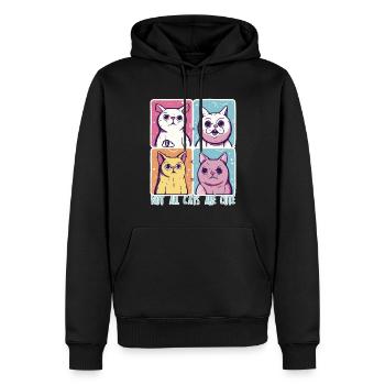 Katze streicheln: Nicht alle Katzen sind niedlich - Männer Premium Bio Hoodie - Schwarz - Vorne - Nico (187cm)
