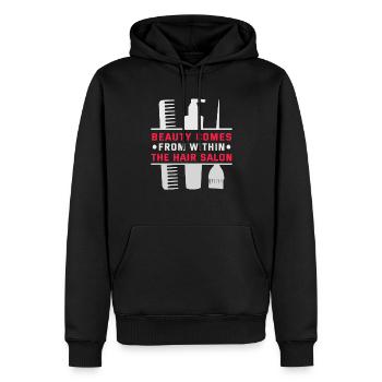 Coiffeur, , Coiffeur, Salon de coiffure - Sweat à capuche Premium bio Homme - noir - Devant - Nico (187cm)