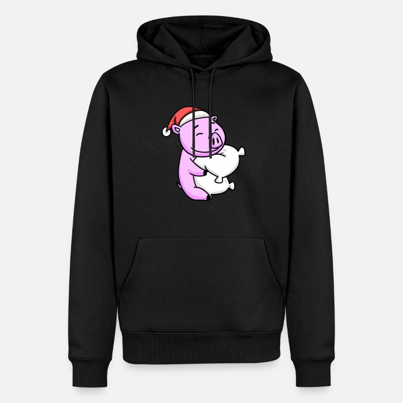 Cochon Mignon Fatigué Noël - Sweat à capuche Premium bio Homme - noir