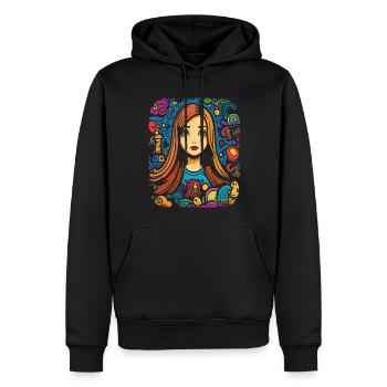 Niedliche Skizze von Lisa, Mona und den Spielzeuge - Männer Premium Bio Hoodie - Schwarz - Vorne - Nico (187cm)