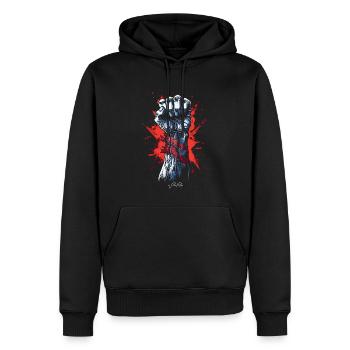 Poing de la liberté, lève le poing de la liberté - Sweat à capuche Premium bio Homme - noir - Devant - Nico (187cm)