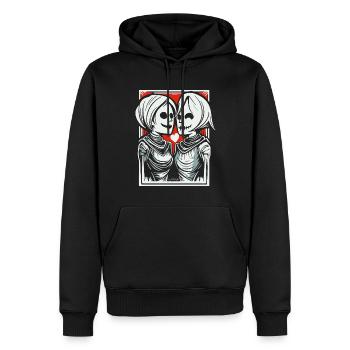 Deux amants médiévaux - Sweat à capuche Premium bio Homme - noir - Devant - Nico (187cm)