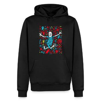 Abondance de dessins animés Pop Art - Sweat à capuche Premium bio Homme - noir - Devant - Nico (187cm)
