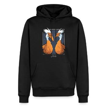 Zwei seltsame Vögel - Männer Premium Bio Hoodie - Schwarz - Vorne - Nico (187cm)