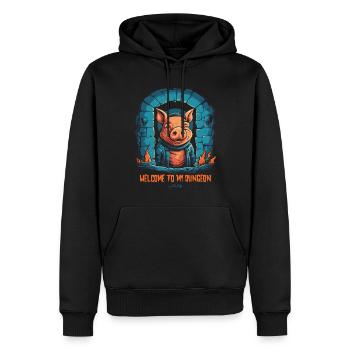 Willkommen in meinem Verlies: Ein lustiges Schwein - Männer Premium Bio Hoodie - Schwarz - Vorne - Nico (187cm)