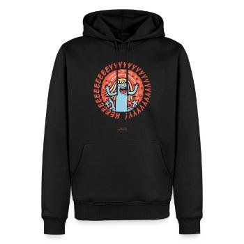 Hé! Fille ravie - Sweat à capuche Premium bio Homme - noir - Devant - Nico (187cm)