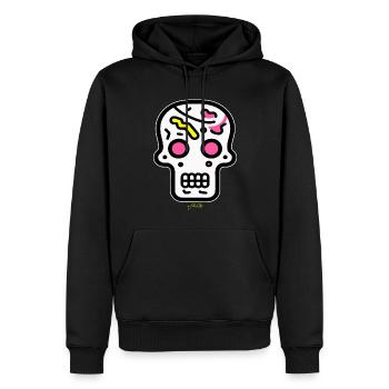 Crâne Pop Art - Sweat à capuche Premium bio Homme - noir - Devant - Nico (187cm)