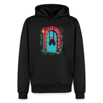 Simple Dessin Animé Gros Monstre Effrayant Donjon - Sweat à capuche Premium bio Homme - noir - Devant - Nico (187cm)