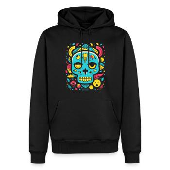 Pop Cartoon, Tier Totenkopf - Männer Premium Bio Hoodie - Schwarz - Vorne - Nico (187cm)