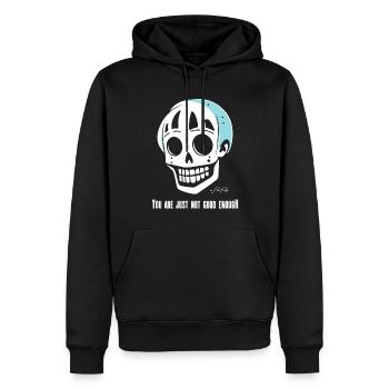 Du bist einfach nicht gut genug, Totenkopf - Männer Premium Bio Hoodie - Schwarz - Vorne - Nico (187cm)